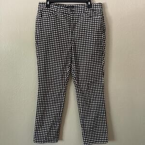 Black and White Gingham Check Corduroy Straight Leg Pants 12P